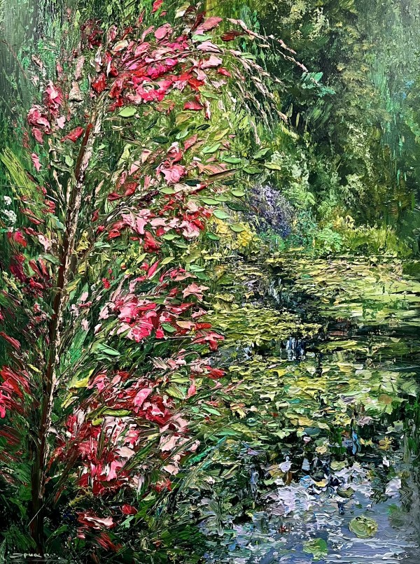 Pond with growing flowers by Eric Alfaro