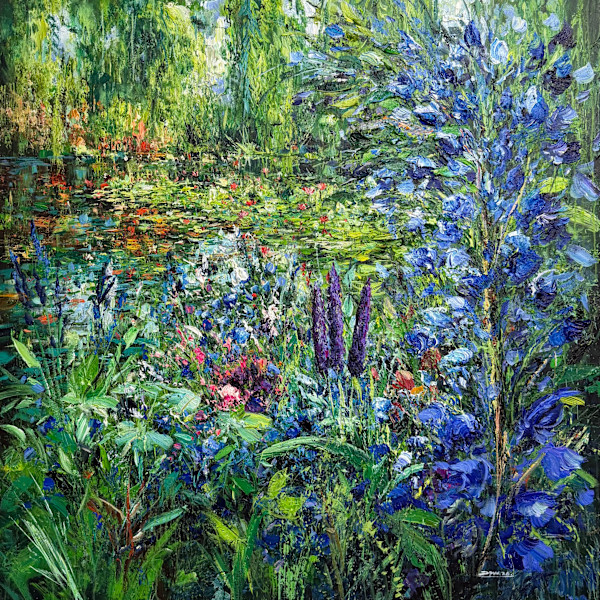 Lake with blue flowers by Eric Alfaro, Image 1.