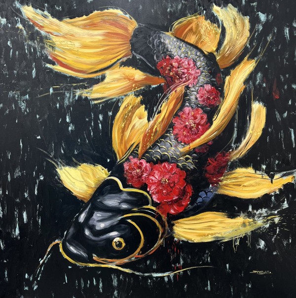 Koi with blossoms by Eric Alfaro