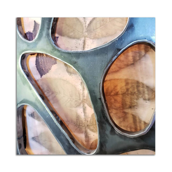 Cobblestone Iron + Eco Printed Silk Sculpture by Michael Stelzer, Becky White