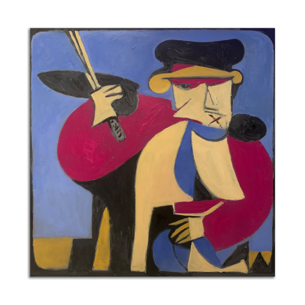 Picasso with a Pirate Hat Wearing a Magenta Fur Coat Holding a Sword #2 by François Larivière
