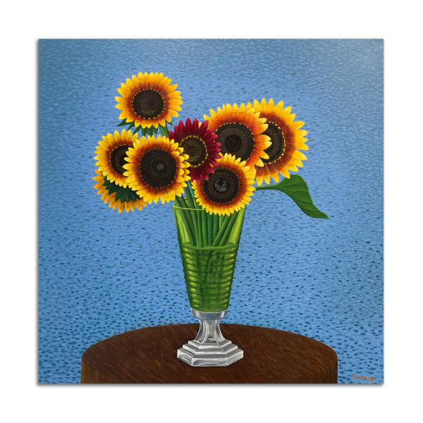 Sunflowers in Green Vase by Jane Troup
