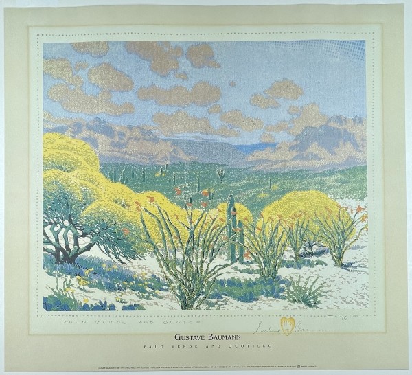 Palo Verde and Ocotillo (reproduction) by Gustave Baumann