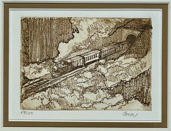 Untitled (train coming out of tunnel) by Unknown "Ceco"