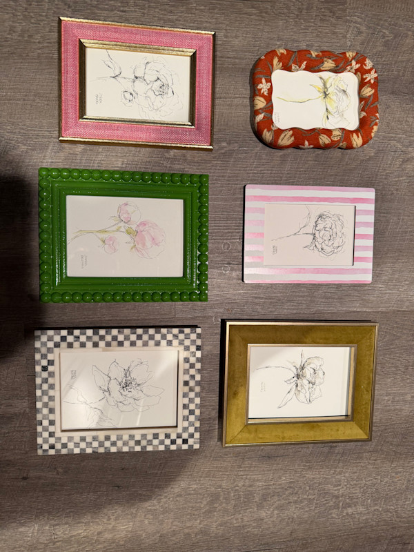 Inked Peonies (Framed) by sharon jiskra brooks, Image 1.