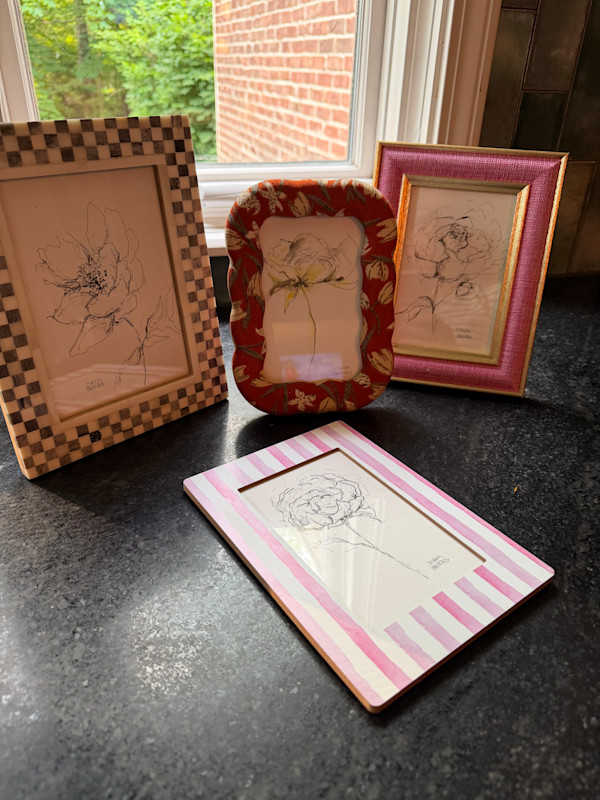 Inked Peonies (Framed) by sharon jiskra brooks, Image 1.