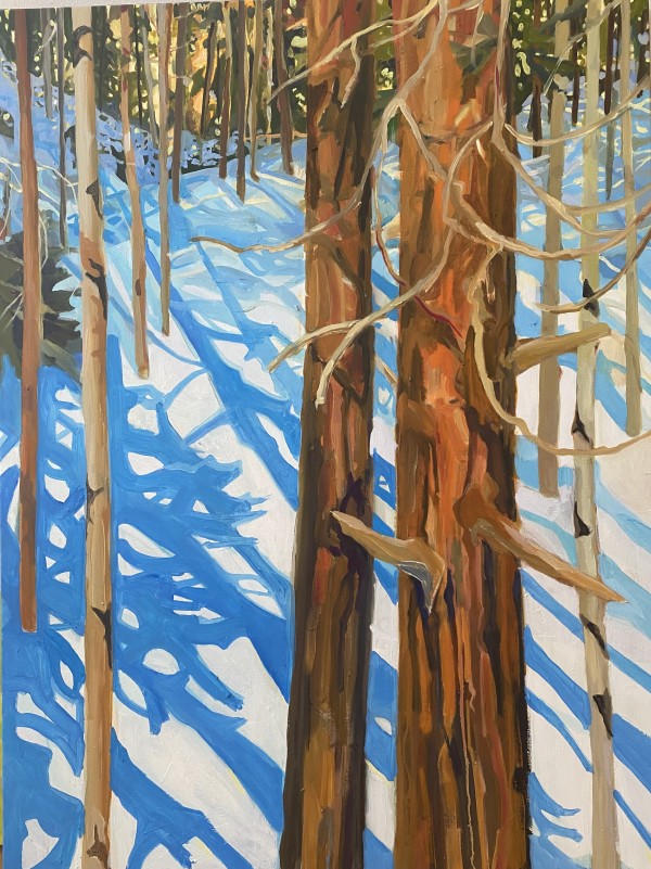 Winter Woods Blue Shadows by Monica E Carroll