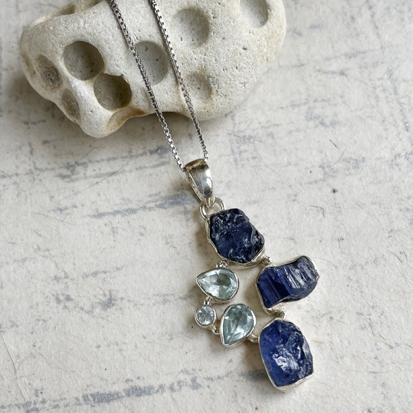 Tanzanite & Blue Topaz Sterling Necklace by Kayte Price