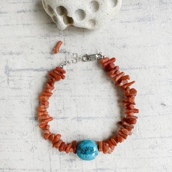 Italian Coral & Turquoise Bracelet by Kayte Price