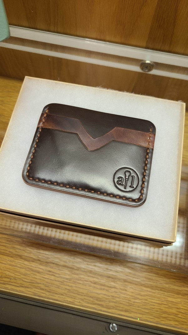 Horween Shell Cordovan Multicolor Cardholder with Stamp by Ryan Hertel