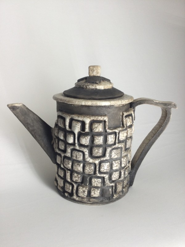 Black & White Raku Teapot by Sylvia "Skip" Cunningham