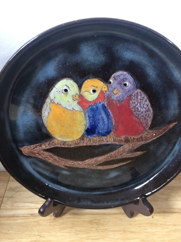 3 Bird Plate by Rebecca Hennessey