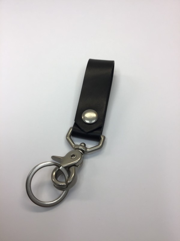 Horween Dublin Black Keychain with Silver Clip by Ryan Hertel