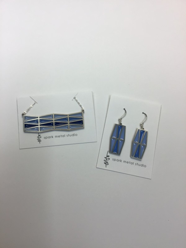 Strato Necklace and Earrings in Blue by Kathleen Dautel