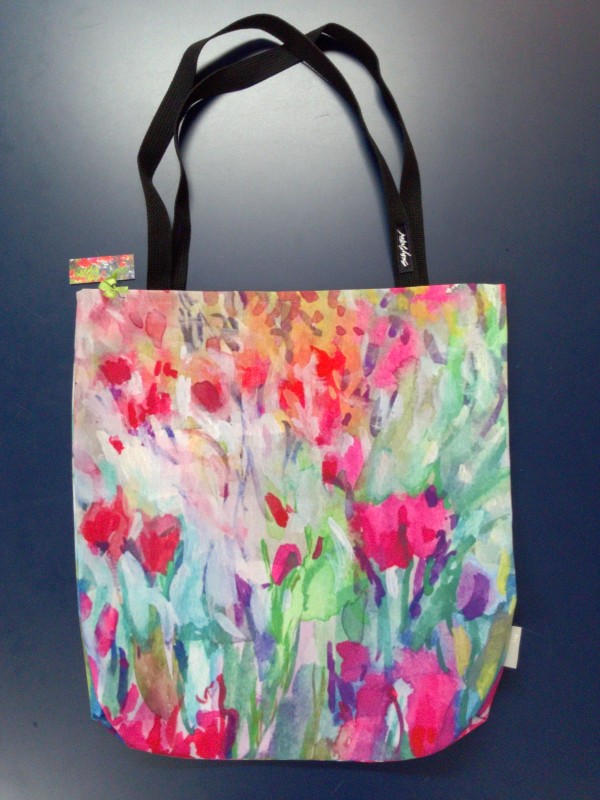 Raspberry Tulips Tote by Sally Sutton