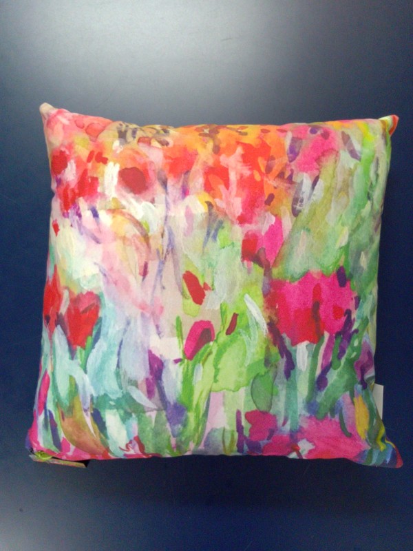 Raspberry Tulips Pillow with Insert 1 by Sally Sutton