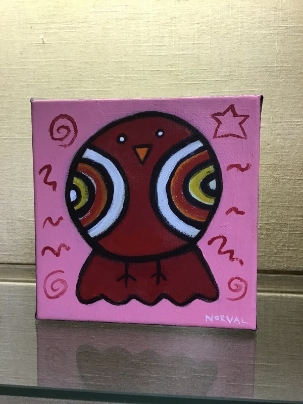 Owl in Red and Pink by Keith Norval