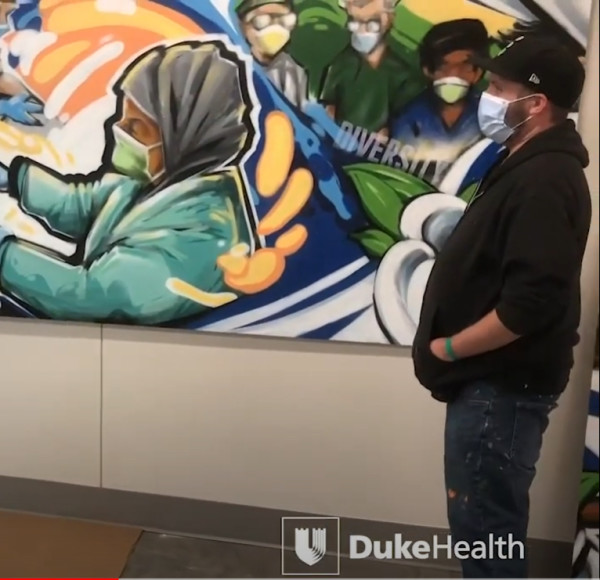 VIDEO - Mural captures team members supporting patient care during COVID-19 | Duke Health by Sean Kernick