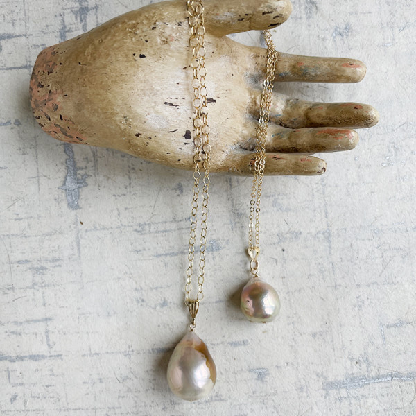 Small Baroque Pearl Drop Necklace (Pictured Right) by Kayte Price