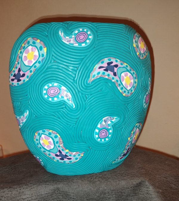 Turquoise with Paisley Vase by Beth Ann Taylor