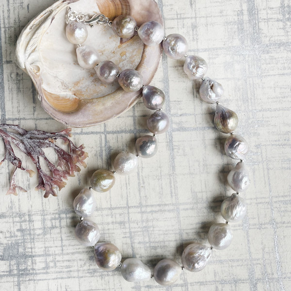 perfectly imperfect baroque pearl necklace by Kayte Price