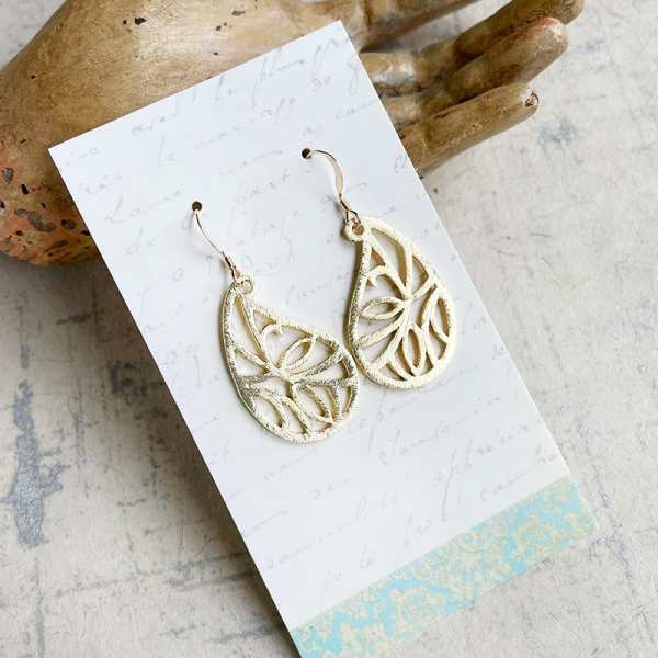 Small Paisley Gold Earrings 2 by Kayte Price