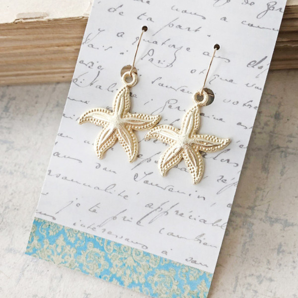Gold Starfish Earrings by Kayte Price