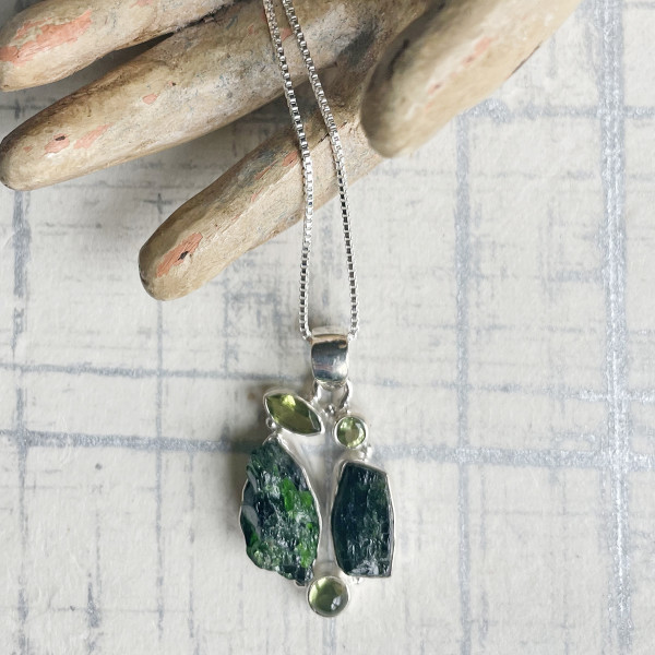 peridot and raw emerald necklace by Kayte Price