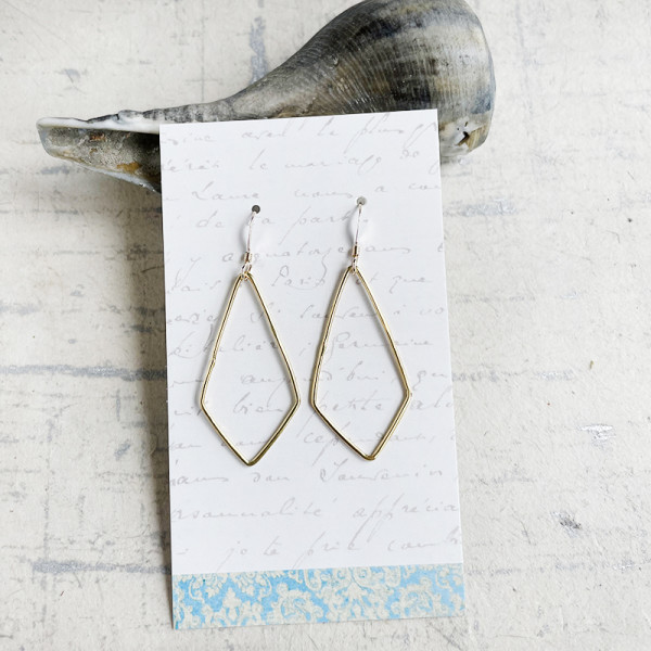 Gold Filled Diamond Shape Drop Earrings by Kayte Price