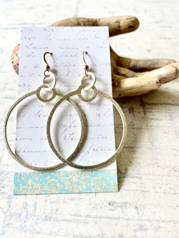 Gold Two Circle Earrings by Kayte Price