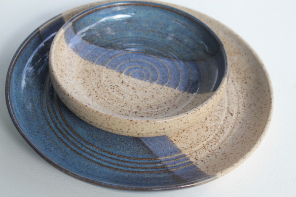 Bowl with Dish - Blue Beige