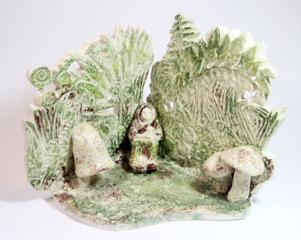 Hand-Carved Fairy Garden with Miniature Elf