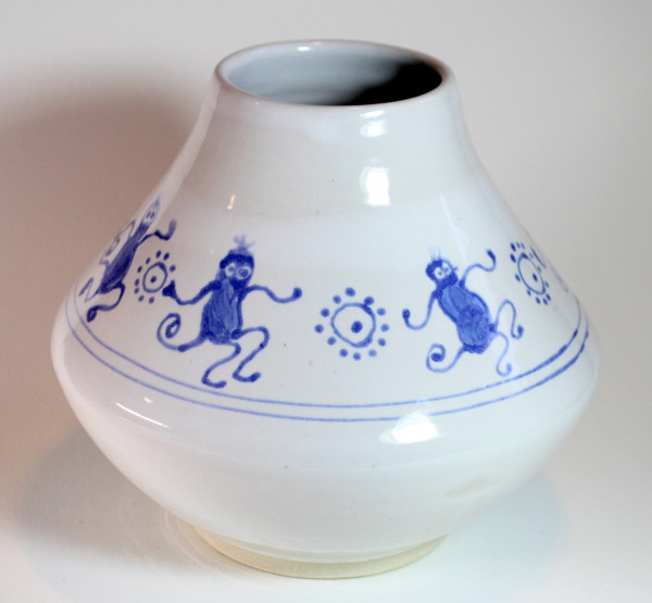 White Vase with Monkeys
