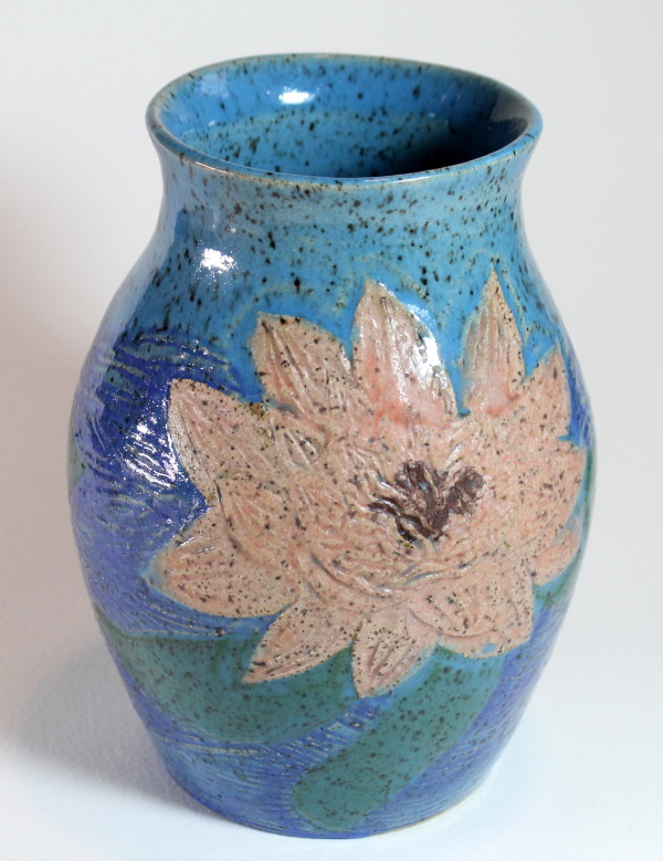 Turquoise Vase with Water Lilies