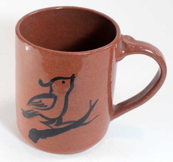 Brown Mug with Bird on Branch