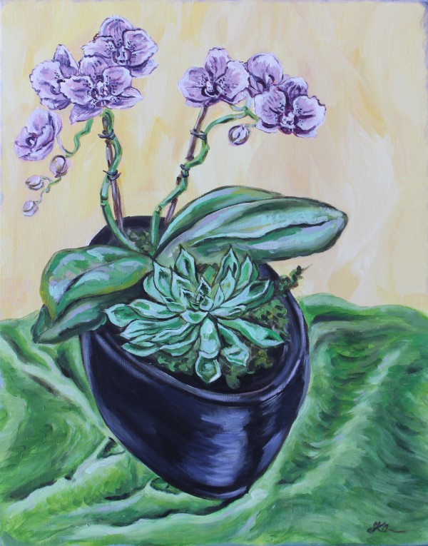 Orchid and Succulent by Sonya Kleshik