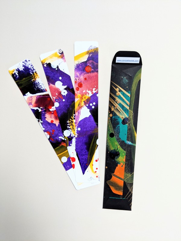 Set of Three Handpainted Bookmarks in Original Envelope by Sonya Kleshik
