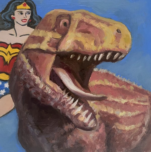 Dinosaur and Wonder Woman by Nancy Bass
