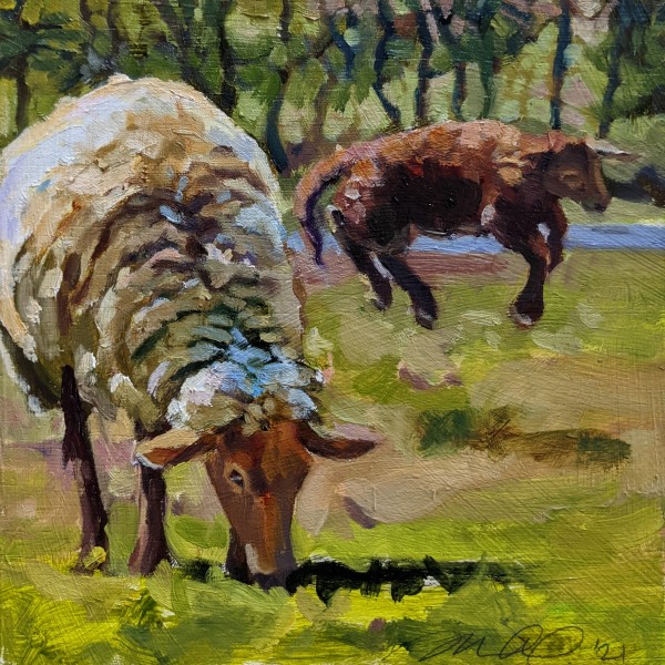 Tunis Ewe and Lamb by Rachel Catlett