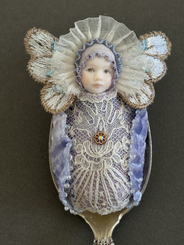 Sterling Silver Spoon Fairy Baby /Blue Lace by Stephanie Blythe