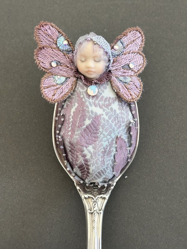 Sterling Silver Spoon Fairy Baby /  Lavender Fern by Stephanie Blythe