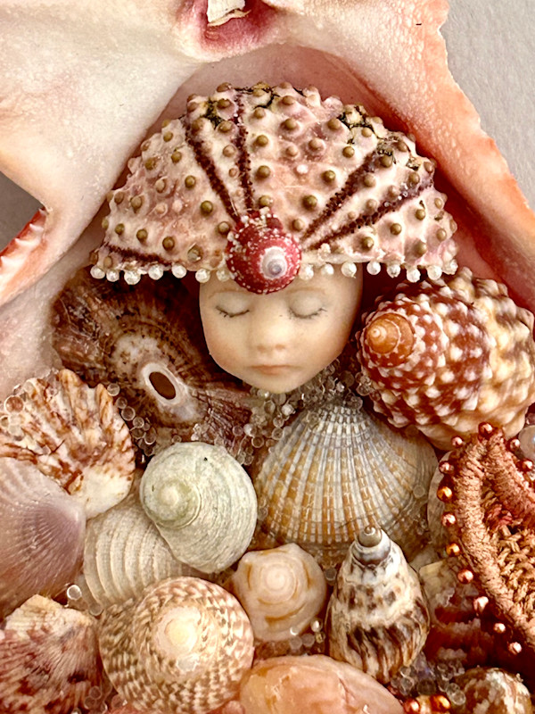 Small Coral Scallop Mini Merbaby by Stephanie Blythe