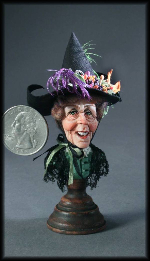 Hestine Hintergloom  1:12th Scale Witch Bust by Jodi and Richard Creager