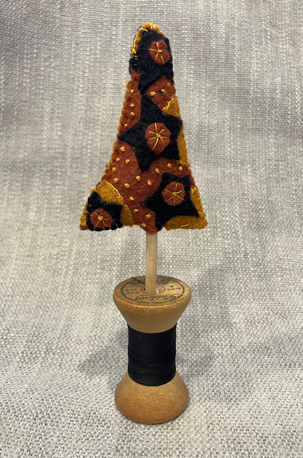 Halloween Felt tree on vintage spool by Christine Shively Benjamin