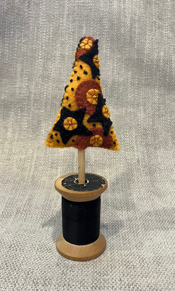 Halloween Felt tree on vintage spool by Christine Shively Benjamin