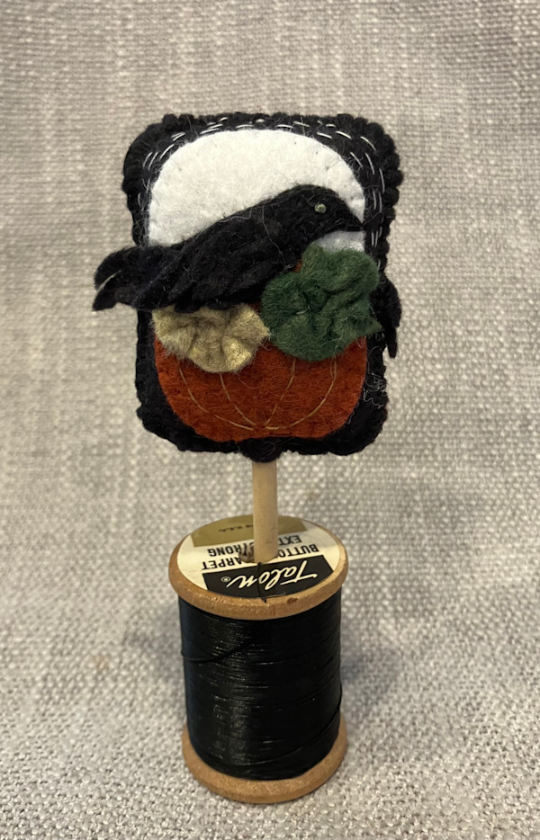 Halloween Felt tree on vintage spool by Christine Shively Benjamin