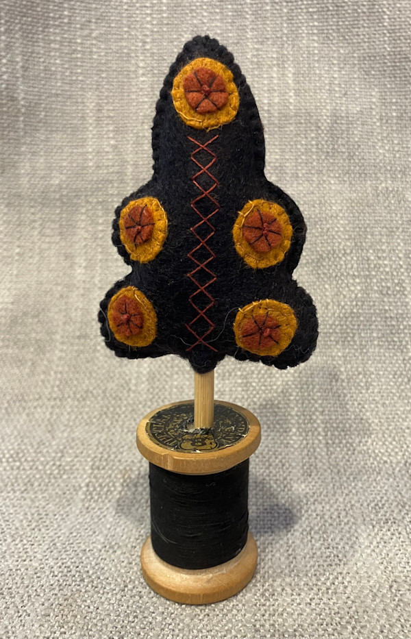 Halloween Felt tree on vintage spool by Christine Shively Benjamin