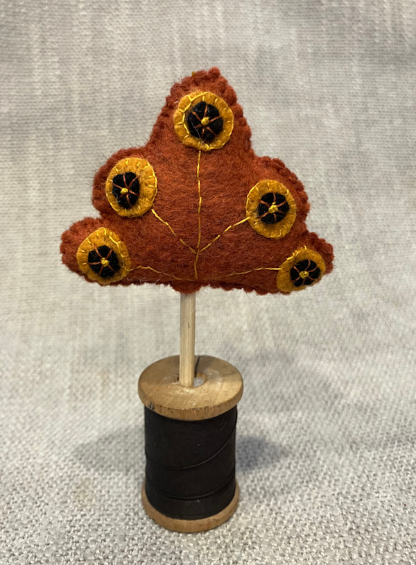 Halloween Felt tree on vintage spool by Christine Shively Benjamin