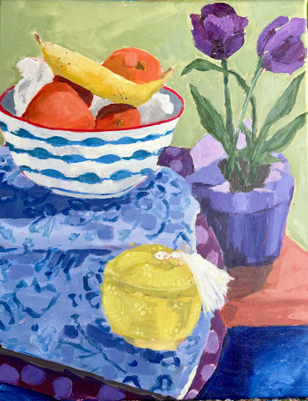 Fruit Bowl with Tulips by Beth Murray, Image 1.