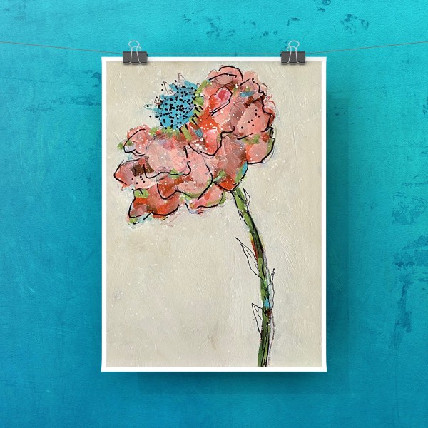 Peach/teal Flower by Beth Murray